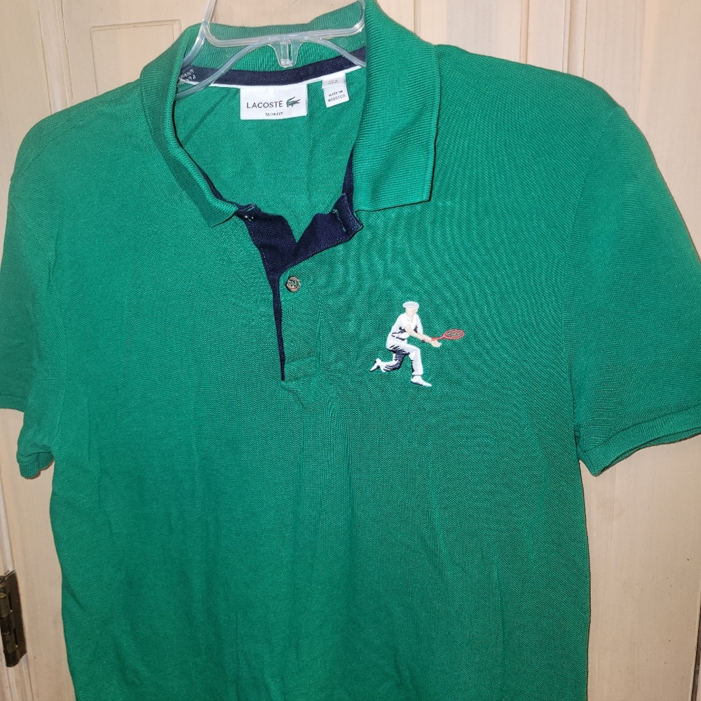 Mens Sz M Lacoste Tennis Polo Green Preppy Tennis Player Logo - Picture 8 of 10